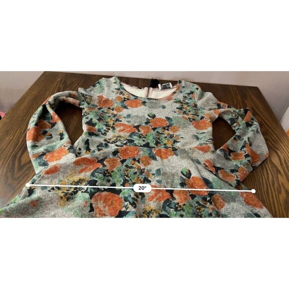 Anthropologie Saturday Sunday Gray Floral Knit Dress Fit & Flare Size Medium - Picture 9 of 16